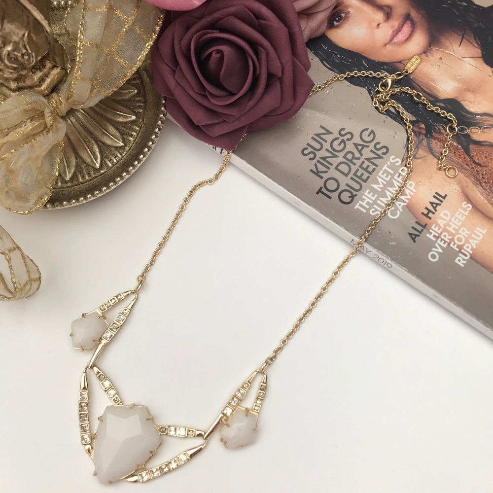 ALEXIS BITTAR • Gold Mother of Pearl Bib Necklace - Picture 5 of 5
